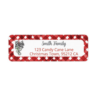 Rustic Red Gingham Noël Adress Returadress Etikett