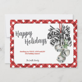 Rustic Red Gingham Noël Christmas Card Julkort