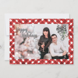 Rustic Red Gingham Noël Christmas Card Julkort