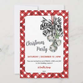 Rustic Red Gingham Noël Christmas Invitation Inbjudningar