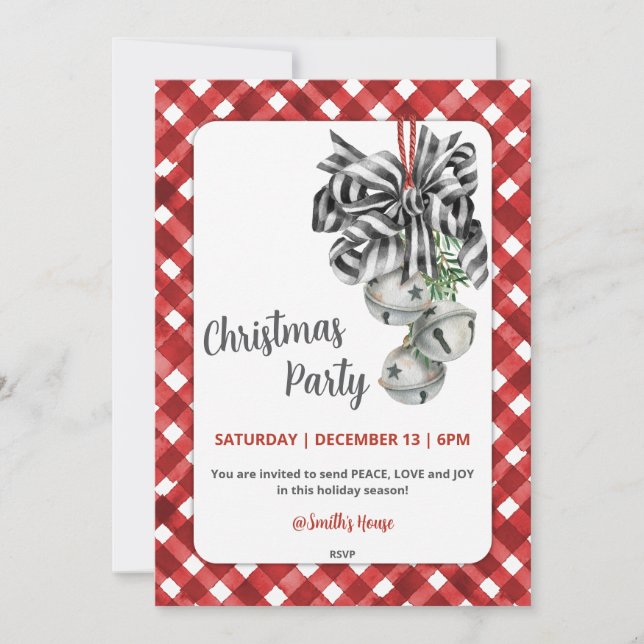 Rustic Red Gingham Noël Christmas Invitation Inbjudningar (Framsida)