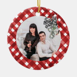 Rustic Red Gingham Noël Julgransprydnad Keramik