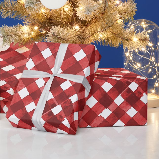 Rustic Red Gingham Noël Presentpapper (Helgdagar)