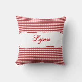 Rustic Red Gingham Personalized Name Kudde