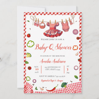 Rustic Red Gingham Plaid BBQ Baby Shower Inbjudningar