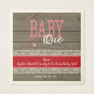 Rustic Red Gingham Wood Boy Shower BBQ Pappersservett