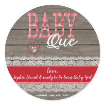 Rustic Red Gingham Wood Girl Baby Shower BBQ