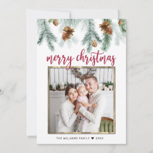 Rustic Red God jul Gräs Cones Photo Julkort