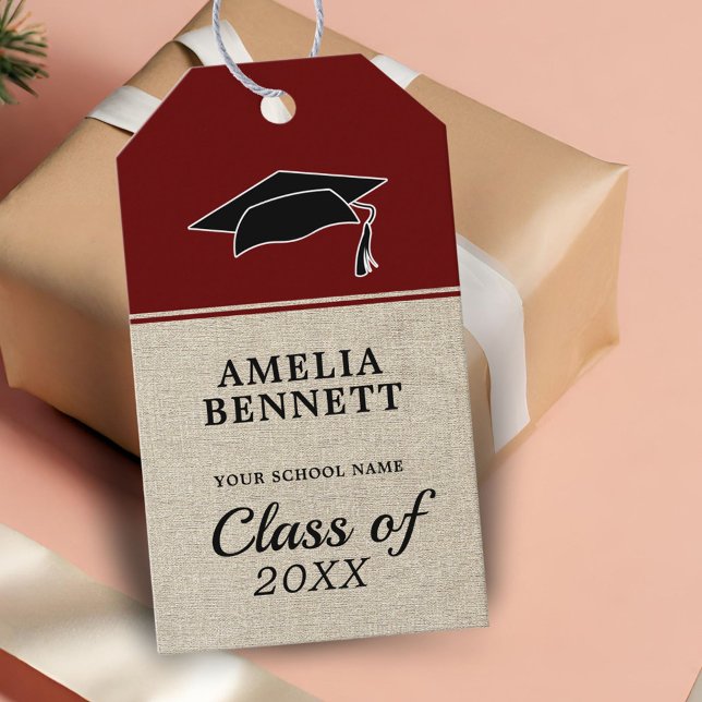 Rustic Red Grattis Student Cap Studenten Presentetikett (Skapare uppladdad)