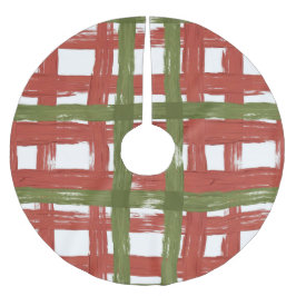 Rustic Red & Green on Winter White Julgransmatta Borstad Polyester