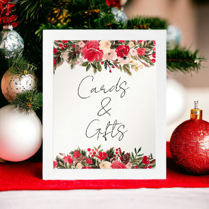 Rustic Red grönt Blommigt Winter Chic Bröllop Poster
