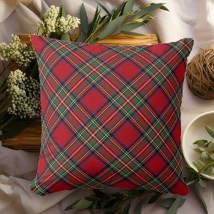 Rustic Red Grönt Classic Stewart Tartan Kudde
