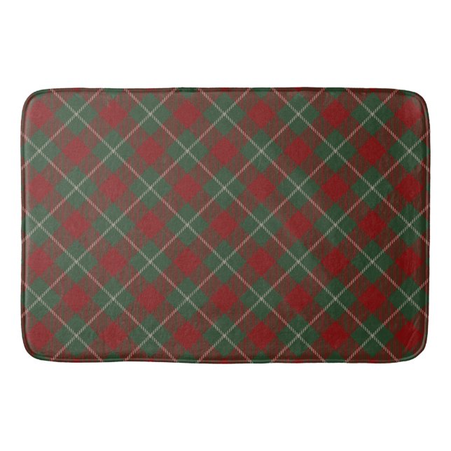 Rustic Red Grönt och Beige Tartan Play Mönster Badrumsmatta (Framsidan)