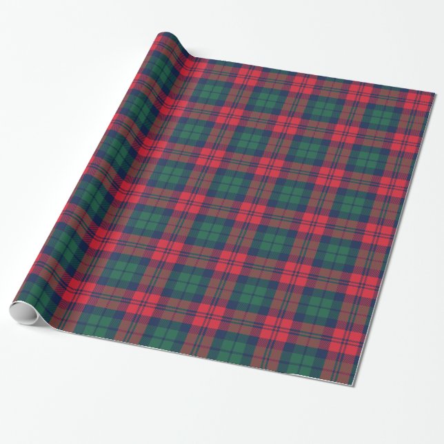 Rustic Red Grönt och Navy Helgdag Tartan Play Presentpapper (Utrullad)