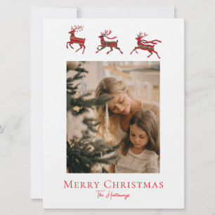 Rustic Red Grönt Play Reindeer Helgdag Card Julkort