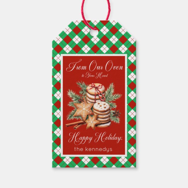 Rustic Red Grönt & White Play Cookie-fack Presentetikett (Framsidan)