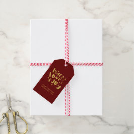 Rustic Red Guld Peace Kärlek & Joy Helgdag jul, oc Presentetikett