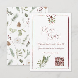 Rustic Red Hand Lettered Winter Wedding QR OSA