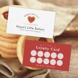 Rustic Red Heart Cookie Bakery Loyalty Visitkort