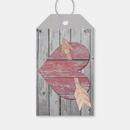 Rustic Red Heart Gift-Märkre Presentetikett