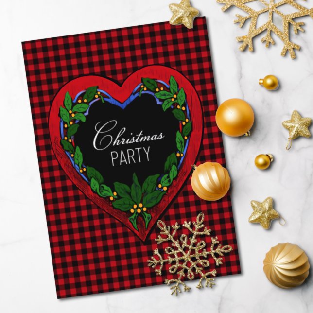 Rustic Red Heart-julen Party Inbjudningar (Skapare uppladdad)