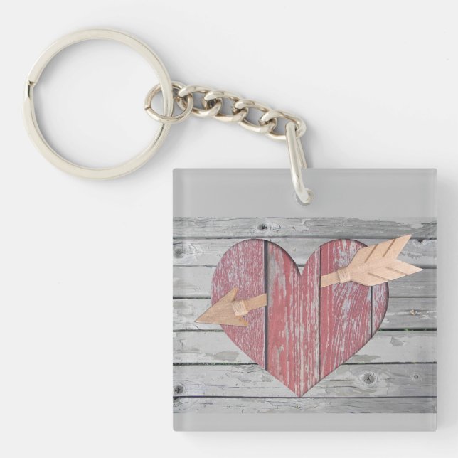Rustic Red Heart Keychain (Framsidan)