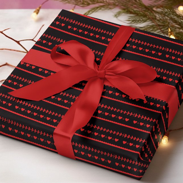 Rustic Red Heart Romantic Scandi Presentpapper (Skapare uppladdad)