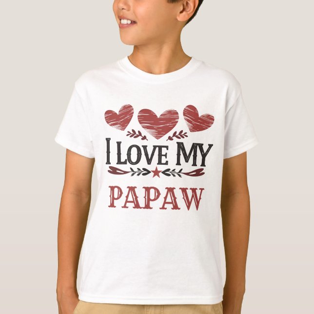 Rustic Red Hearts "I Kärlek My Papaw" T Shirt (Framsida)