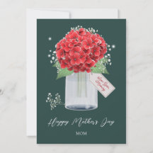 Rustic Red Hydrangea Flower Lycklig Mors dag