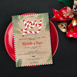 Rustic Red jul Joy Baby Shower Candy cane Joy Baby Inbjudningar