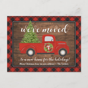 Rustic Red jul Lastbil Play Wood Vi har flyttat Vykort