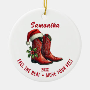 Rustic Red Land CowboyBoots Ornament