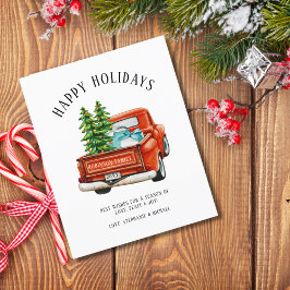 Rustic Red Lastbil Glad helg Julgran Julkort