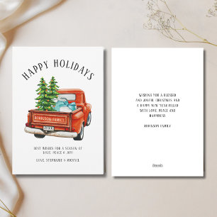 Rustic Red Lastbil Glad helg Julgran Julkort