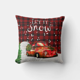 Rustic RED LASTBIL Vintage Snö juldekaler Kudde
