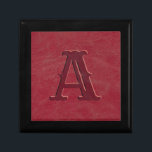 Rustic Red Leather Struktur Monogram Initial Minnesask<br><div class="desc">Den här personligen har en texturerad bakgrund av faux red-läder med en monogrammad början för att du ska kunna anpassa dig. Designad av världsberömd konstnär ©Tim Coffey.</div>