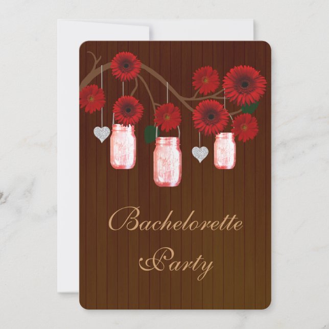 Rustic Red Mason Burk Bachelorette Party Inbjudan (Framsida)