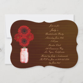 Rustic Red Mason Burk Bachelorette Party Inbjudan