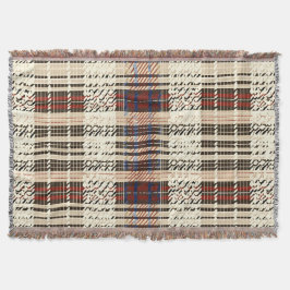 Rustic Red och Beige Tartan Mönster Filt