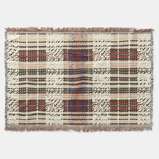 Rustic Red och Beige Tartan Mönster Filt (Framsidan)