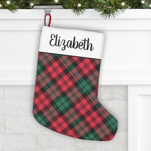 Rustic Red och Grönt Tartan Play Personlig Liten Julstrumpa (Skapare uppladdad)