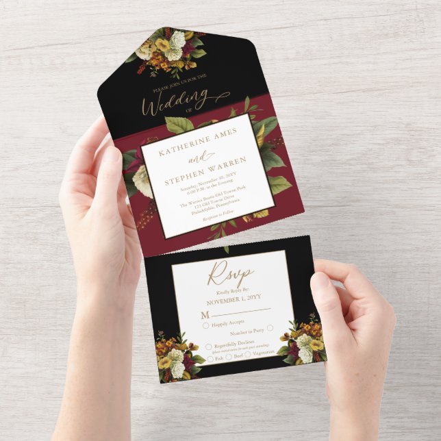 Rustic Red | Orange Blommigt Bouquet Bröllop all i (Tearaway)