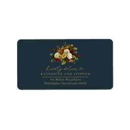 Rustic Red | Orange Blommigt Bouquet OSA Adress Adressetikett