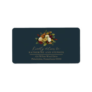 Rustic Red Orange Blommigt Bouquet OSA Adress Adressetikett
