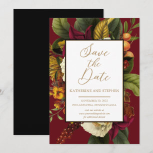 Rustic Red Orange Blommigt Bouquet Spara datum Datumet