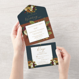 Rustic Red | Orange Blommigt Bouquet Teal Bröllop