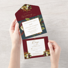 Rustic Red | Orange Blommigt Bouquet Teal Bröllop