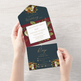 Rustic Red | Orange Blommigt Bouquet Teal Bröllop