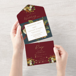 Rustic Red | Orange Blommigt Bouquet Teal Bröllop