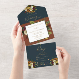 Rustic Red | Orange Blommigt Bouquet Teal Bröllop